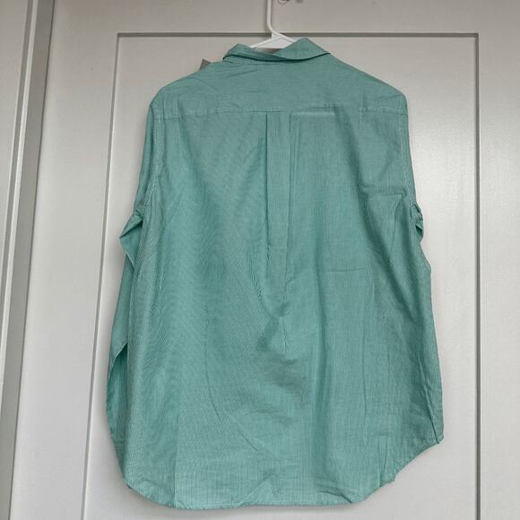 NWT Everlane Mint Green Button Down Cotton Oversized Pinstripe Shirt Size 4 - Picture 3 of 4
